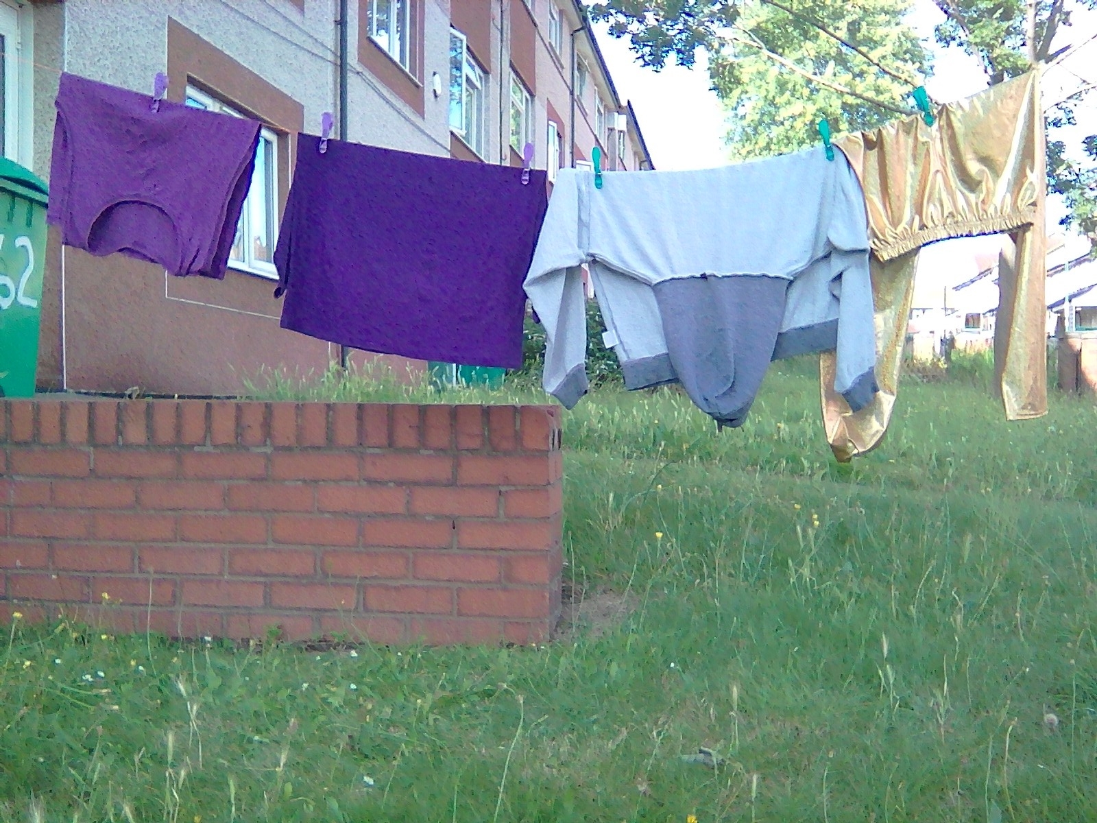 Clothes on a wire whilst / while in Nottingham City, England 07/2019
